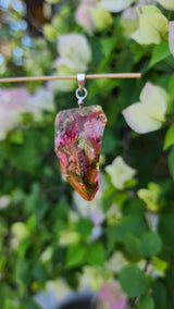 Rainbow Clear Red Green Pink Raw Andara Pendant