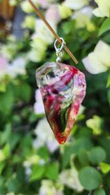 Rainbow Clear Red Green Pink Raw Andara Pendant