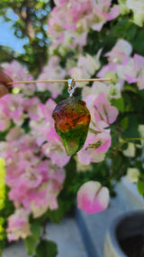 Rainbow Green Orange Red Andara Raw Pendant