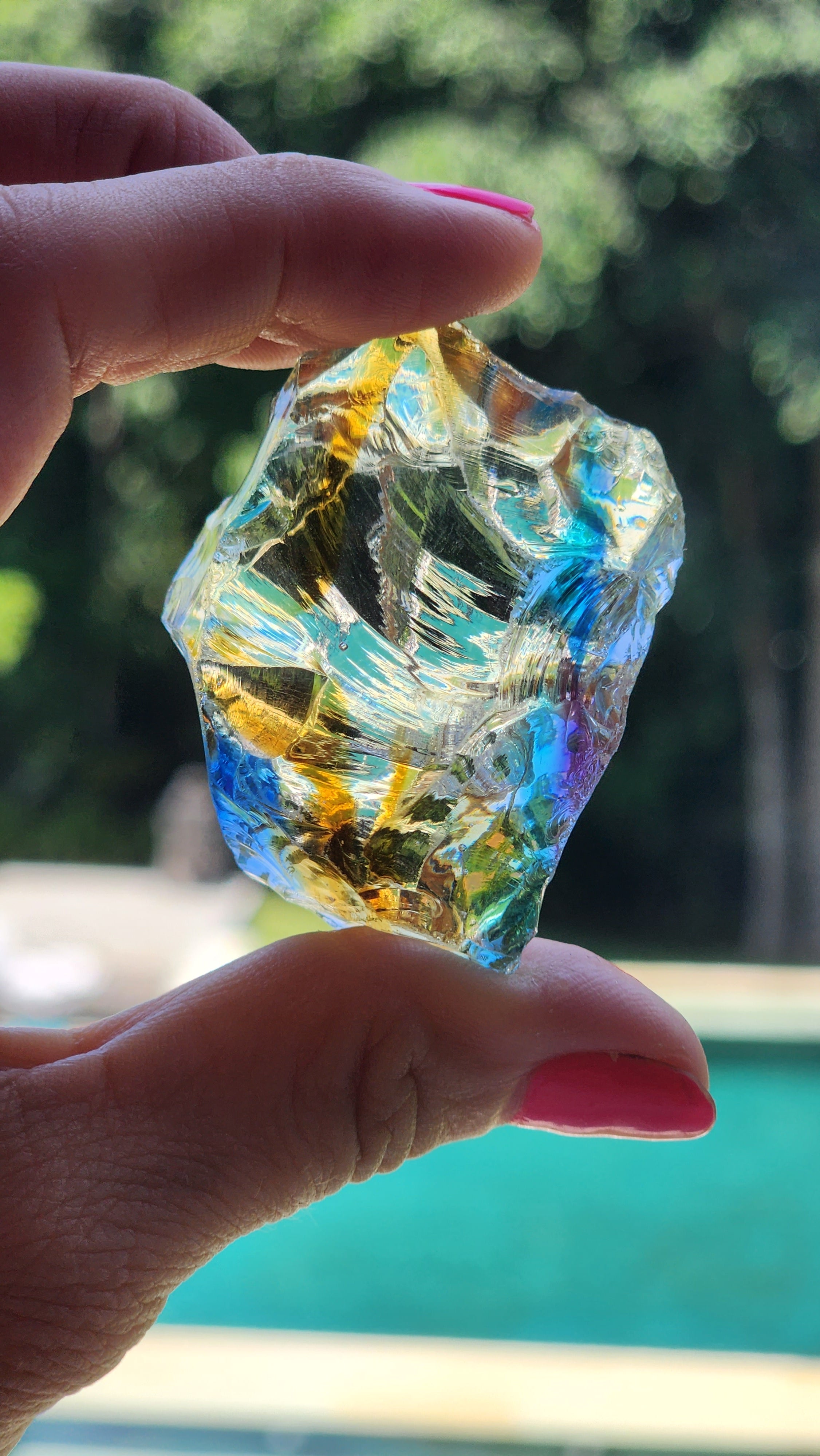 Rainbow Yellow Clear Blue Green Purple Andara Altar Piece