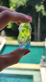 Rare Rainbow Green Turqois Clear Yellow Andara Altar Piece