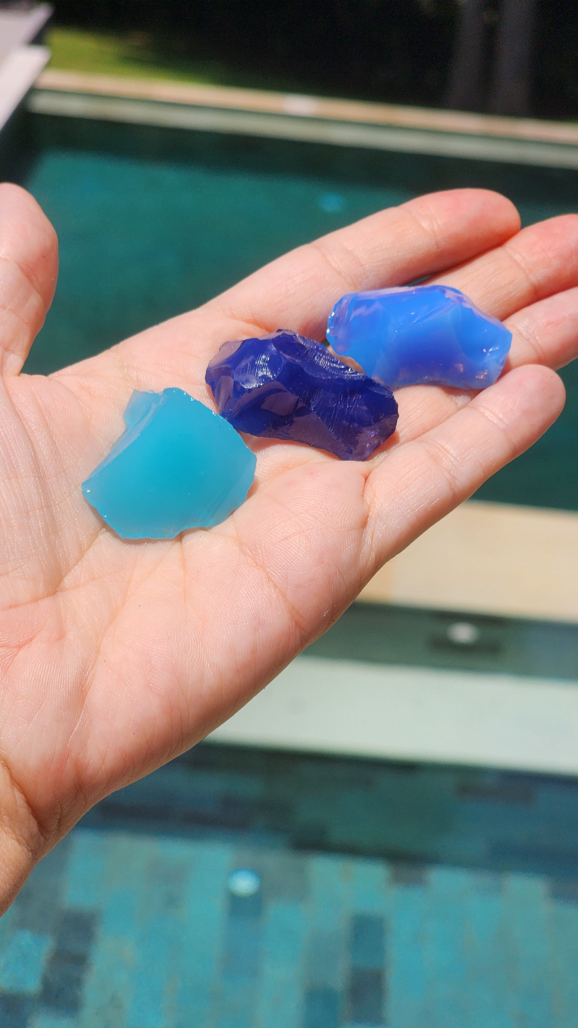 Rare Trio Opaque Baby Blue Light and Dark Purple Andara Altar Piece