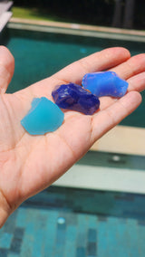 Rare Trio Opaque Baby Blue Light and Dark Purple Andara Altar Piece